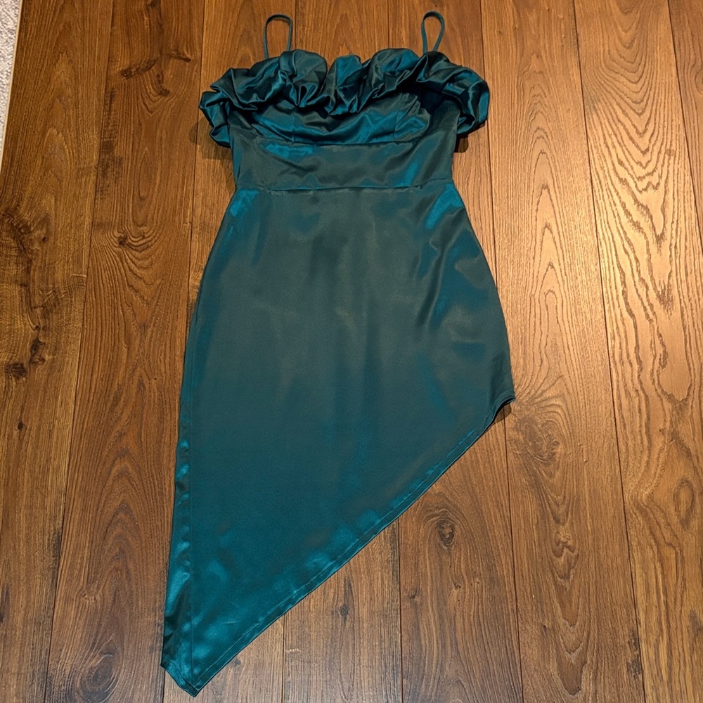 Elegant Teal Asymmetrical Dress